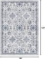 vivorug 8x10 Area Rugs, Stain Resistant Washable Rug for Living Room, Floral Rug Vintage Inspired (Ivory/Blue, 8'x10')