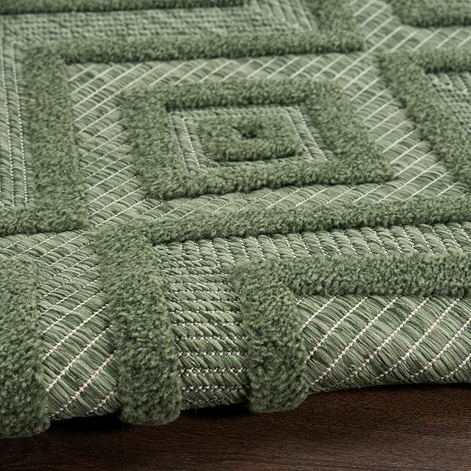 Nourison Home Versatile Green 4' x 6' Area Rug - Easy Clean, Non Shedding, Bed Room, Living Room, Dining Room, Kitchen (4' x 6')