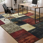 Tepook Modern Area Rug for Living Room, 4x6 Geometric Large Rugs for Bedroom, Washable Patchwork Rug Indoor Non-Slip Throw Carpets for Dining Room Office Farmhouse Home Decor, Multi