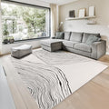 GLN Rugs Contemporary Collection - Machine Washable Area Rug, Contemporary Washable, Non Slip, Low Pile Chenille Rug, Living Room, Bedroom, Kitchen Rug (3' x 5' Beige Black)