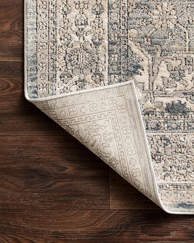 Loloi Teagan Collection TEA-04 Sky/Natural 7'-11" x 10'-6" Area Rug, Large, Soft Neutral Rug, High-Traffic for Living Room, Bedroom, Home Office, Dining Area