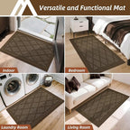 COSY HOMEER Non-Slip Door Mat 32"x48", Entryway Rugs Low Profile Absorbent Dirt Trapper Doormat for Front Entrance, Washable Polypropylene Entry Mat (Dark Brown)