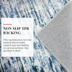 Modern Abstract 9x12 Large Machine Washable Living Room Rug Non-Slip Soft Bedroom Area Rug Grey Blue White Thin Print Faux Wool Carpet Throw Rugs for Nursery Playroom Dining Room Indoor
