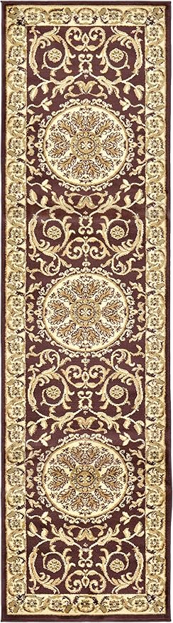 Unique Loom Versailles Collection Traditional Classic Medallion Floral Motif Area Rug (2' 7 x 10' 0 Runner, Brown/ Ivory)