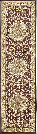 Unique Loom Versailles Collection Traditional Classic Medallion Floral Motif Area Rug (2' 7 x 10' 0 Runner, Brown/ Ivory)