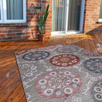 CAMILSON Indoor Outdoor Rug 10x14 Bohemian Medallion Floral Area Rugs for Indoor and Outdoor Patios Easy-Cleaning Non-Shedding Living Room Garden and Kitchen Washable Outside Carpet (10x14-Multicolor)