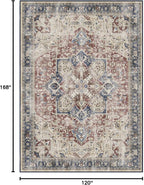 RUGGABLE Washable Area Rug – Kamran Royal Blue 10x14, Stain-Resistant, Non-Slip – Large Machine Washable Rugs for Living Room, Bedroom, Hallway, Entryway & Office–with Standard Pad