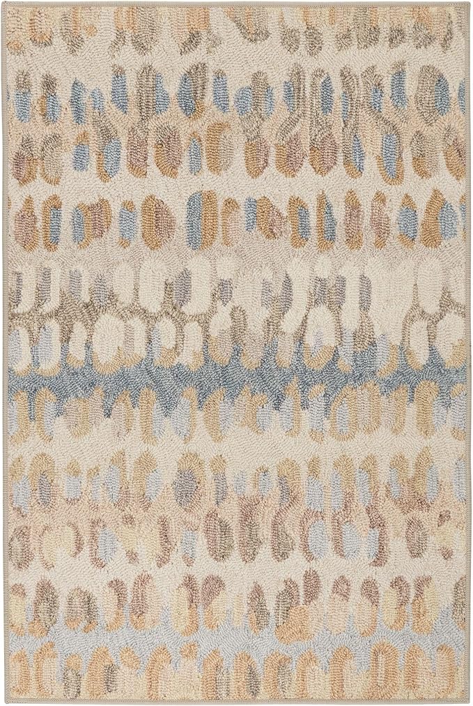 Dash and Albert Paint Chip Machine Washable Area Rug - 4' x 6' Natural - Geometric Accent Rug - Anti-Slip Backing, Lightweight, Machine Washable, High Traffic Areas Kitchen, Mudroom, Laundry Room