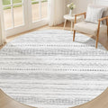 Nakagishi Round Rug Boho Area Rugs: 6x6 Washable Large Circle Neutral Soft Stain Resistant Non-Slip Carpet for Women Aged 25-45 Farmhouse Decor Enthusiasts - Living Room Bedroom Dining Room Nursery