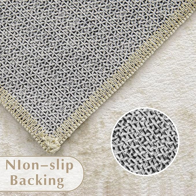 Vintage Living Room Area Rug - 6x9 Large Machine Washable Boho Moroccan Rug Distressed Farmhouse Rugs for Bedroom - Soft Non-Slip Indoor Carpet for Dining Room Office Nursery(Ivory, 6'x9')