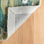 Dash & Albert Ladycross Green Hand Hooked Wool Rug, 7.5 X 9.5 Feet, Green Graphic Pattern