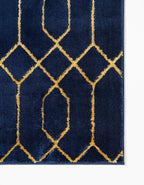 Unique Loom Glam Collection Area Rug - Trellis (3' 3" x 5' 3" Rectangle, Navy Blue Gold/ Gold)