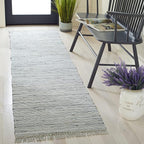 SAFAVIEH Rag Rug Collection Runner Rug - 2'3" x 20', Grey, Handmade Boho Stripe Cotton, Ideal for High Traffic Areas in Living Room, Bedroom (RAR121A)