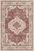 LUMI 5x8 Washable Area Rug for Living Room, Ultra Soft Traditional Vintage Red Rugs Non Slip with Rubber Backing, Low Profile, High Traffic, Stain Resistant Carpets, Ideal for Bedroom, Dining Room