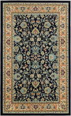Rugs.com Yasmin Collection Rug – 5' x 8' Navy Blue Medium Rug Perfect for Bedrooms, Dining Rooms, Living Rooms