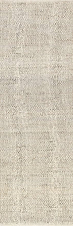 nuLOOM 2'6" x 6' Elfriede Jute & Cotton Hand Woven Area Rug, Natural, Solid Rustic Farmhouse Style, Weaved Design, Natural Fiber, For Bedroom, Living Room, Dining Room, Hallway, Office, Entryway