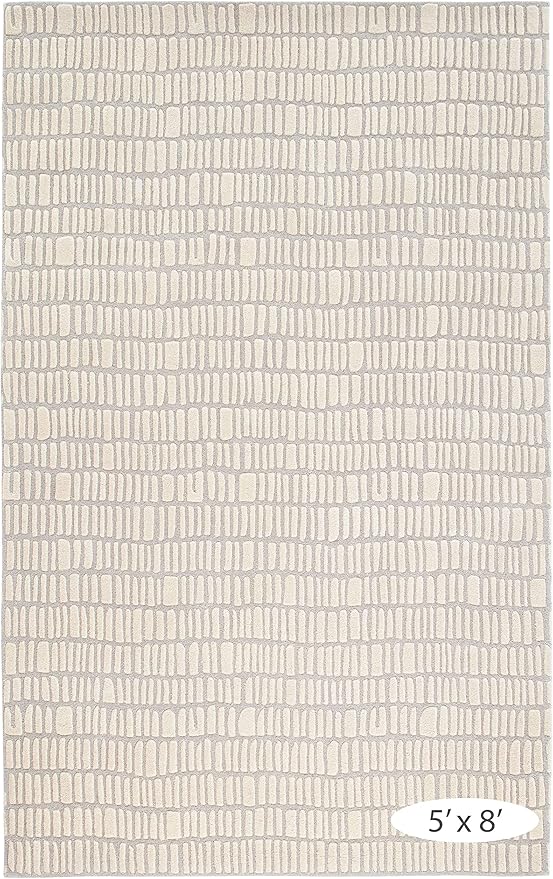 Dash and Albert Roark Wool Area Rug - 3' x 5' Ivory Geometric Hand Tufted Accent Rug - Durable, High Traffic Areas Hallway, Living Room, Stairs - Premium Luxury Hotel Quality Soft Breathable