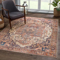 Bloom Rugs Washable Non-Slip 10x14 Rug - Beige/Terracotta Traditional Oriental Area Rug for Living Room, Bedroom, Dining Room, and Kitchen - Exact Size: 10' x 14'