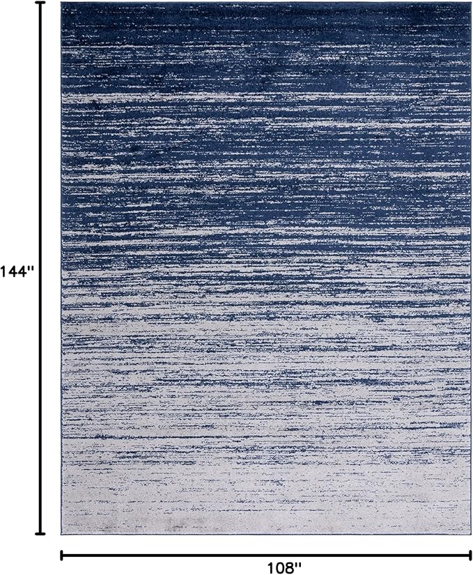 SAFAVIEH Area Rug 9x12 - Adirondack Collection - Large - Navy & Grey, Modern Ombre Design, Non Shedding & Easy to Clean, Ideal for Living Room, Bedroom, Office, Dining Space (ADR113E)