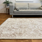 Alfa Rich 7x10 Beige Off White Washable Area Rugs for Living Room Bedroom Kitchen Dining Cotton Rug