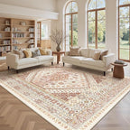 zesthome 9x12 Area Rugs for Living Room,Non-Slip Backing Washable Rugs,Vintage Large Area Rug，Stain Resistant Home Decor Rug