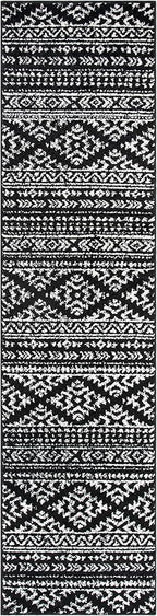 SAFAVIEH Tulum Collection Runner Rug - 2' x 11', Black & Ivory, Moroccan Boho Tribal Design, Non-Shedding & Easy to Clean, Ideal for Living Room, Hallway, Foyer, Entryway, Bedroom (TUL272Z)