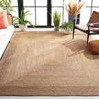 KEMA Jute Braided Area Rug, 6x9 Feet (72x108 Inches) - Rustic Vintage Braided Reversible Rectangular Rug, Shag Rugs for Bedroom, Jute Kitchen, Living Room, Floor