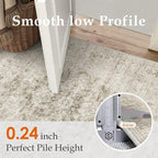 HUGEAR Washable 3x5 Area Rugs Retro Beige Living Room Bedroom Rug Vintage Distressed Non Slip Stain Resistant Low Pile Neutral Throw Carpet for Home Decor