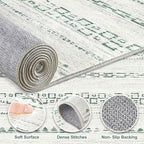 Nakagishi Green Rug Living Room 6x9: Washable Boho Large Neutral Farmhouse Soft Area Rugs Modern Stain Resistant Moroccan Indoor Non-Slip Floor Carpet for Bedroom Nursery Playroom Office Dining Room