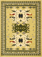 Unique Loom Taftan Collection Border Geometric Tribal Inspired Design Area Rug (9' 0 x 12' 0 Rectangular, Gold/ Gray)