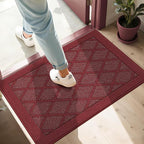 COSY HOMEER Non-Slip Door Mat 24"x36", Entryway Rugs Low Profile Absorbent Dirt Trapper Doormat for Front Entrance, Washable Polypropylene Entry Mat (Red)