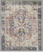 RUGGABLE Washable Vintage Area Rug – Kamran Royal Blue 8x10, Stain-Resistant, Non-Slip – Large Machine Washable Rugs for Living Room, Bedroom, Hallway, Entryway & Office–with Standard Pad