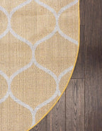 Rugs.com Lattice Frieze Collection Rug – 5' x 8' Oval Yellow Medium Rug Perfect for Living Rooms, Large Dining Rooms, Open Floorplans