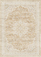 HUGEAR Machine Washable Area Rugs 5x7 Vintage Beige Brown Living Room Bedroom Rug Neutral Style Non Slip Stain Resistant Low Pile Throw Carpet for Home Retro Aesthetic Modern Decor