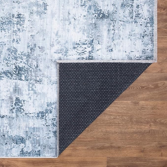 Bloom Rugs Caria Washable Non-Slip 5x7 Rug - Blue/Gray Modern Abstract Area Rug for Living Room, Bedroom, Dining Room, and Kitchen - Exact Size: 5' x 7'