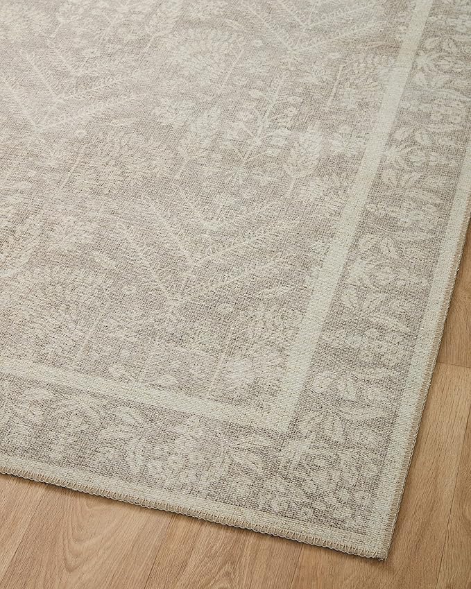 Loloi Rifle Paper Co. Maison Collection MAO-02 Bough Natural 5'-0" x 5'-0", .19" Pile Height, Round Area Rug