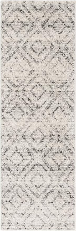 SAFAVIEH Adirondack Collection Runner Rug - 2'6" x 8', Light Grey & Grey, Modern Diamond Distressed Design, Non-Shedding & Easy Care, Ideal for High Traffic Areas in Living Room, Bedroom (ADR131C)