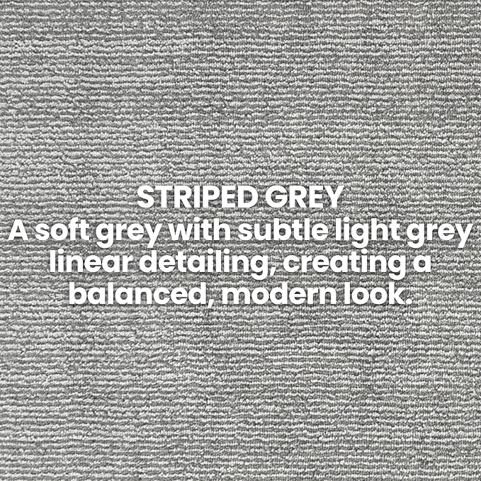 14ft Custom Hallway Rug - Striped Grey | Non-Slip Rubber Backed | Washable & Pet Friendly | No-Fray Edge Finished