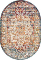 Unique Loom Isabella Collection Area Rug - Adjani (4' 1" x 6' 1" Oval, Multi/ Beige)