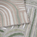 CAMILSON Indoor Outdoor Rug, Beige 8x10 Geometric Arch Striped Area Rugs for Patio and Home Areas, Easy-Cleaning Non-Shedding Living Room, Garden and Deck Washable Outside Carpet (8 x 10)