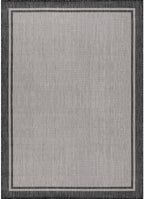 CAMILSON Indoor Outdoor Rug, 8x10 Bordered Gray Modern Area Rugs for Indoor and Outdoor Patios, Kitchen and Hallway Mats, Washable Porch Deck Outside Carpet (Bordered Grey, 8 x 10)