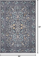 Loloi Rifle Paper Co. Maison Collection MAO-01 Nightingale Black 3'-0" x 3'-0" Round, .19" Pile Height, Accent Rug