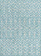 Unique Loom Outdoor Trellis Collection Area Rug - Tribal Trellis (10' x 13' 1" Rectangle, Aqua/ Ivory)