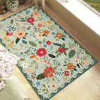 3x5 Area Rug, Floral Green Washable Rug for Entryway, Non Slip Flower Area Rugs, Soft Low Pile Indoor Doormat Small Carpet, Rugs for Living Room Bedroom Nursery Kitchen Dining Room, Sage Green