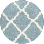SAFAVIEH Dallas Shag Collection Area Rug - 6' Round, Seafoam & Ivory, Trellis Design, Non-Shedding & Easy Care, 1.5-inch Thick Ideal for High Traffic Areas in Living Room, Bedroom (SGD257C)