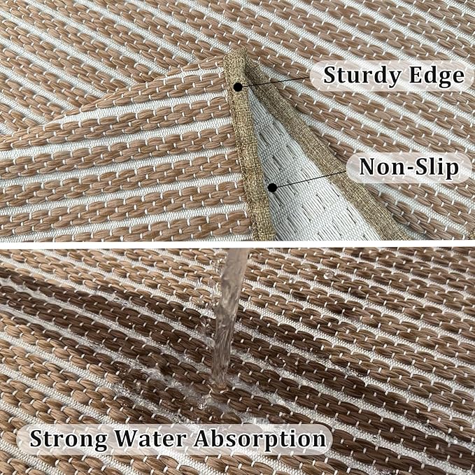 Braided Bathroom Runner Rug,Super Absorbent 24"x48" Non Slip Bath Mats for Bathroom,Boho Runner Rugs for Hallyways,Kitchen,Bedroom,Washable Soft Shower Sink Mat,Brown