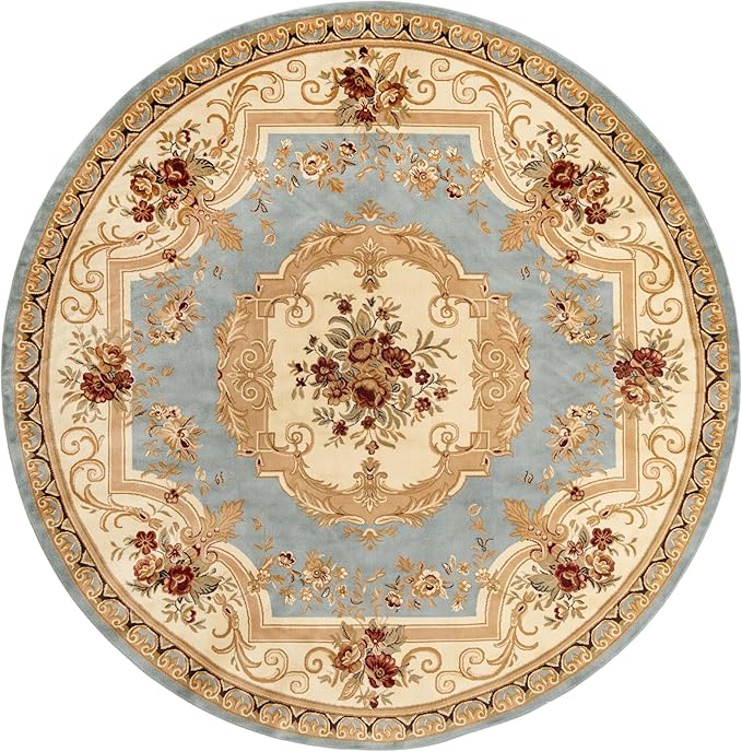 Rugs.com Chateau Collection Rug - 10 Ft Round Light Blue Medium Pile Rug