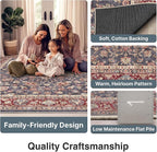 Well Woven Asha Rome Navy Blue Red 9'10" x 13' Area Rug - Oriental Floral Pattern, Easy Clean, Floor-Friendly Backing - for Living Room, Bedroom, and Dining Room