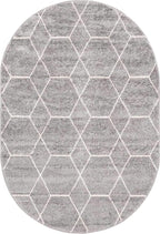 Unique Loom Trellis Frieze Collection Area Rug - Geometric (4' x 6' Oval, Light Gray/ Ivory)