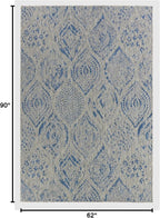 FH Home Outdoor Rug - Waterproof Easy to Clean Stain Resistant - Patio Indoor Outdoor Porch Deck Balcony Entryway - Distressed Farmhouse - Granada - Blue - 5ft 2in x 7ft 6in